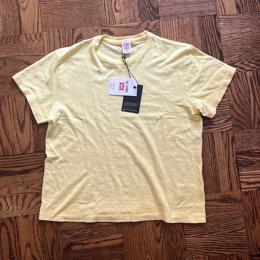 Re/done Hanes Classic Tee Faded Lemon Small NWT